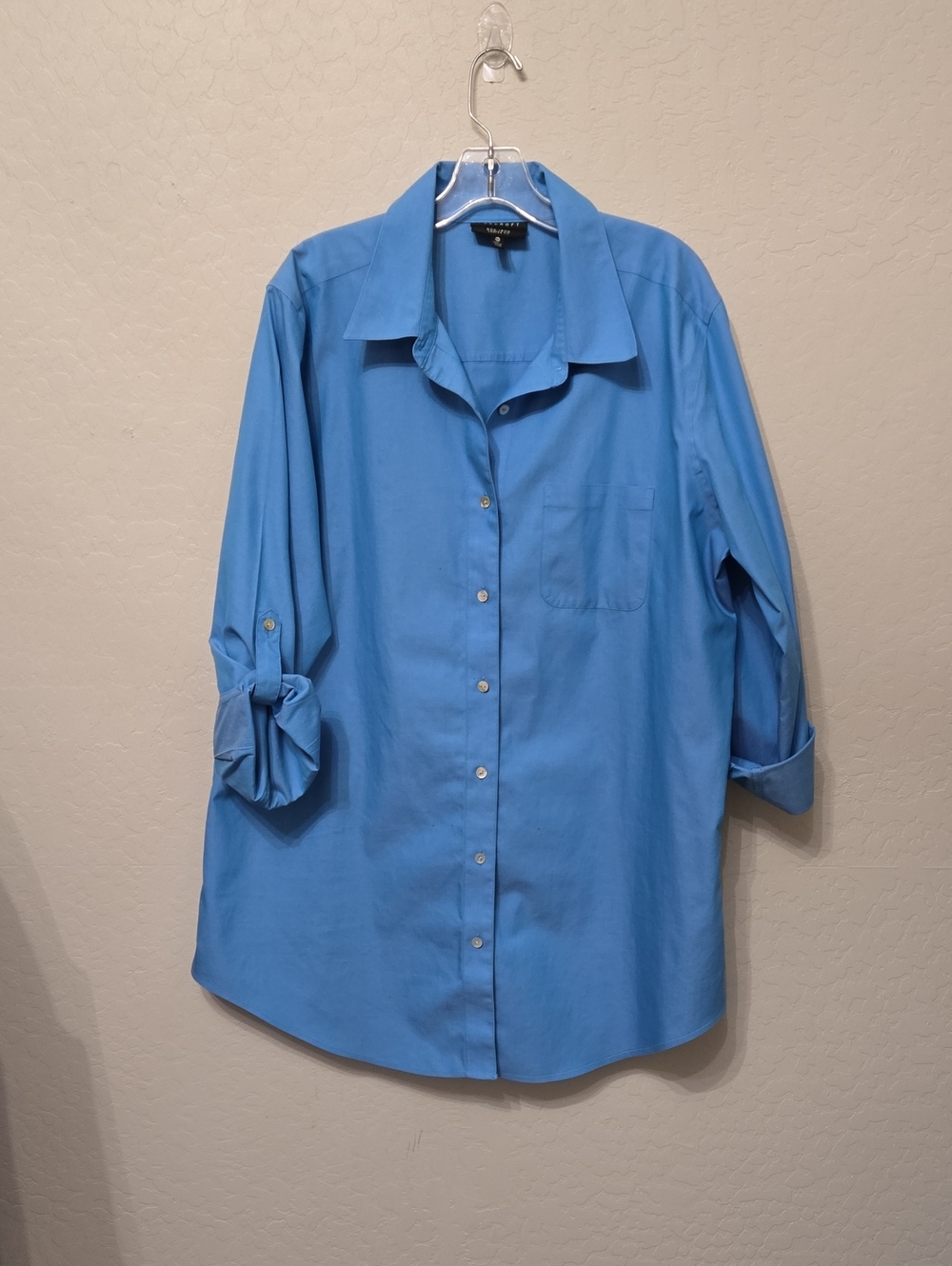 Foxcroft Roll Tab Sleeve Button Front Tunic Size 18w